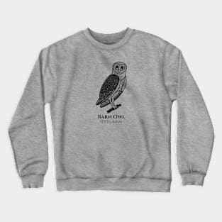 Barn Owl with Common and Latin Names - nocturnal bird design Crewneck Sweatshirt